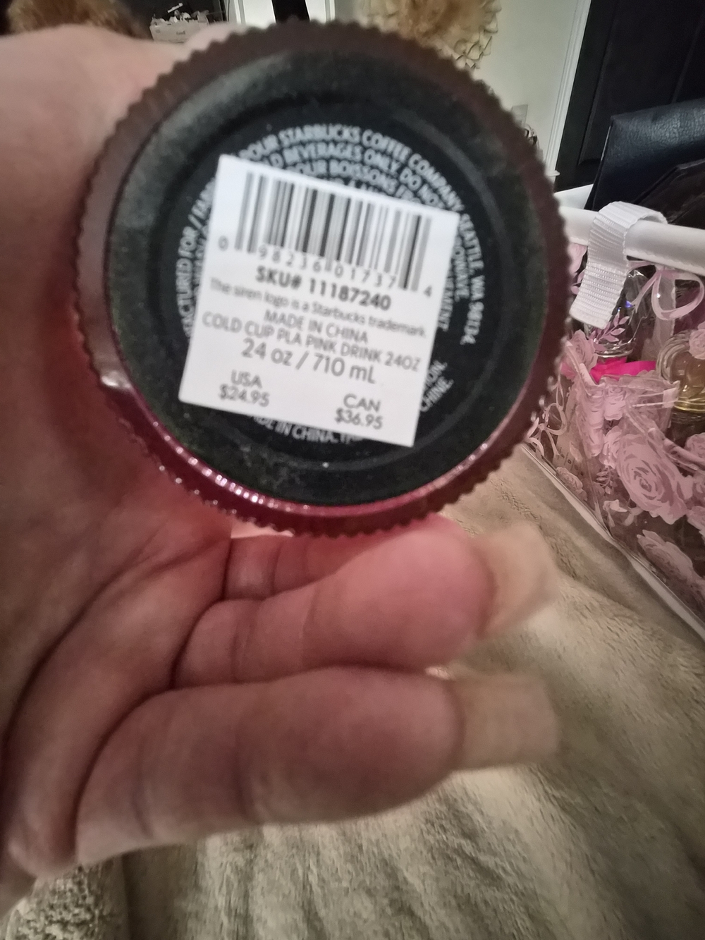 Starbucks Pink Ribbed Strawberry-Top Bottle - Picture 2 of 4